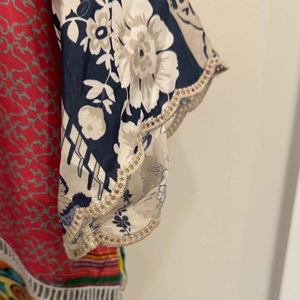 Johnny Was 100% Silk Multicolor Patchwork Short S… - image 10